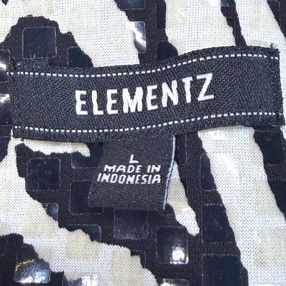 Elementz Womens Zebra Print Zip Up Jacket Black White 3/4 Sleeve Large Sequinss - Picture 8 of 11